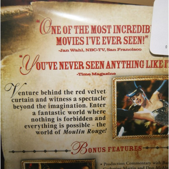 Sealed Moulin Rouge DVD Art Love Music Poetry Nicole Kidman Ewan McGregor New - Picture 2 of 5